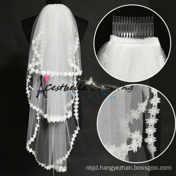 New Arrival 2015 Embroidery Ivory Edges 3 Layers Women Wedding Veil